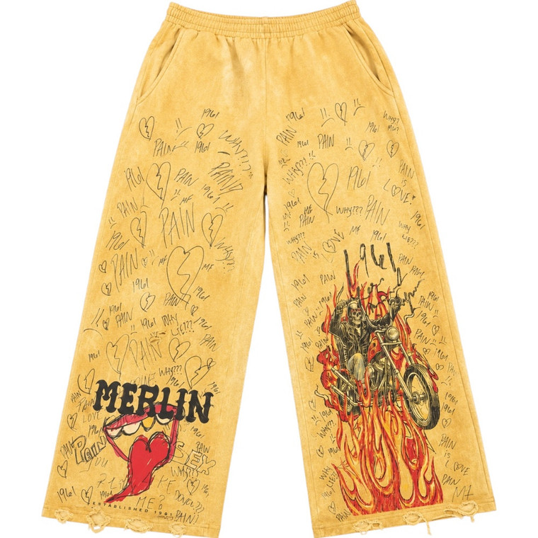 MERLINS FATHER WRITTEN IN PAIN PANTS