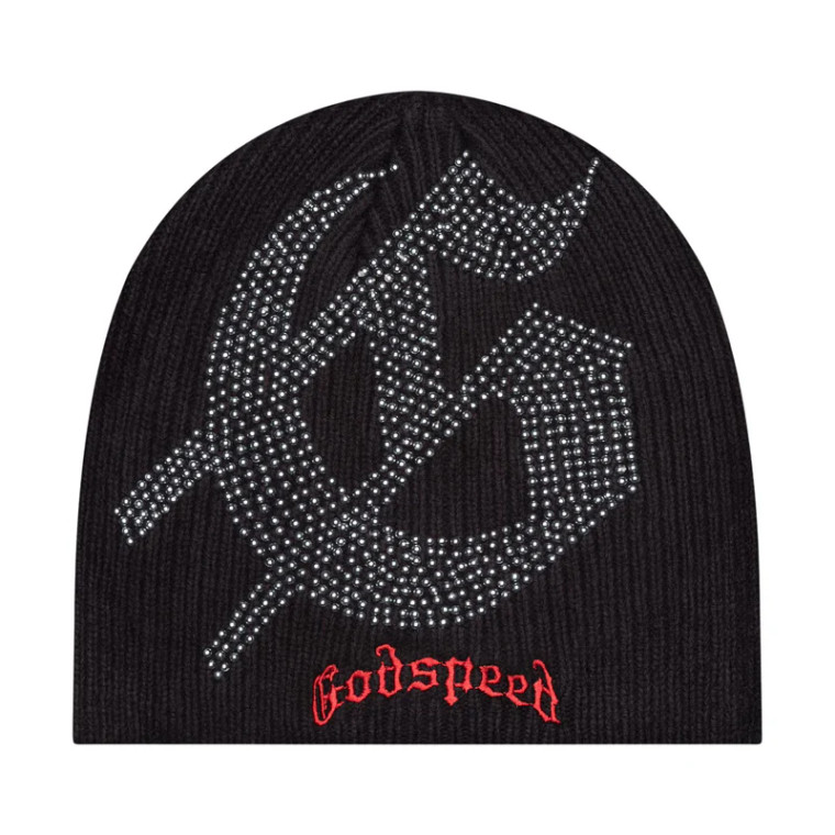 GODSPEED BLACK/RED STUDDED BEANIE