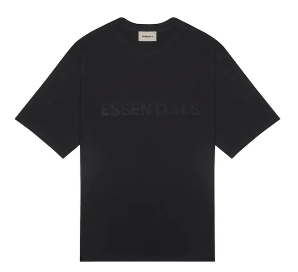 ESSENTIALS BLACK FRONT LOGO TEE
