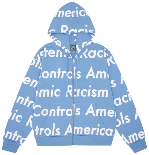 DENIM TEARS BLUE RACISM CONTROLS AMERICA ZIP