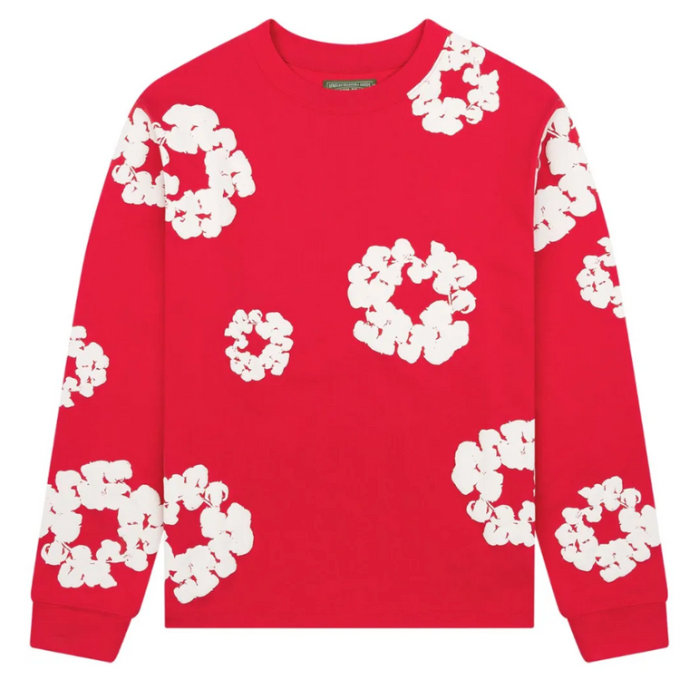 DENIM TEARS RED COTTON WREATH L/S