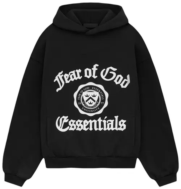 ESSENTIALS BLACK HEAVY FLEECE HOODIE