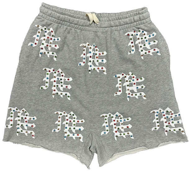 MIXED EMOTION GREY 'ME' LOGO SHORTS