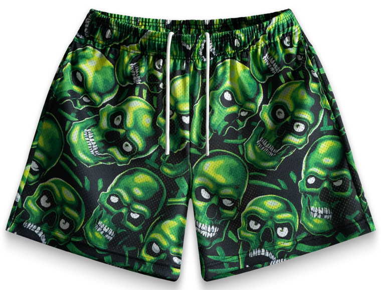 BRAVEST STUDIOS GREEN SKULLY SHORTS
