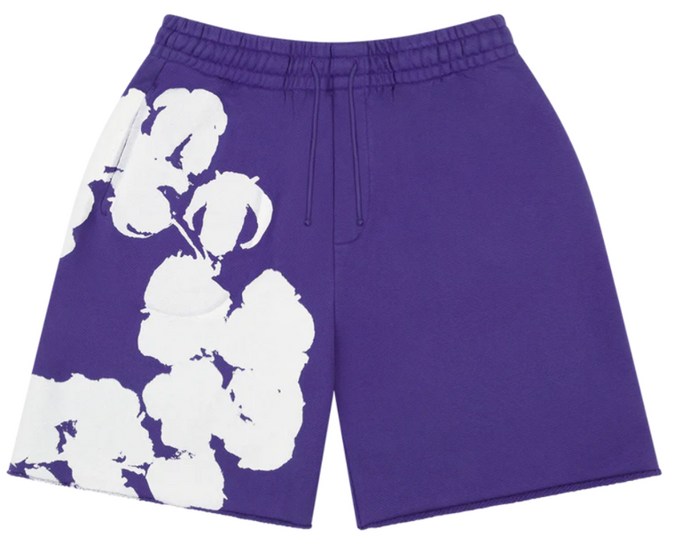 DENIM TEARS PURPLE BIGGIE COTTON WREATH SWEAT SHORTS