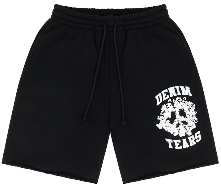 DENIM TEARS BLACK UNIVERSITY SHORTS
