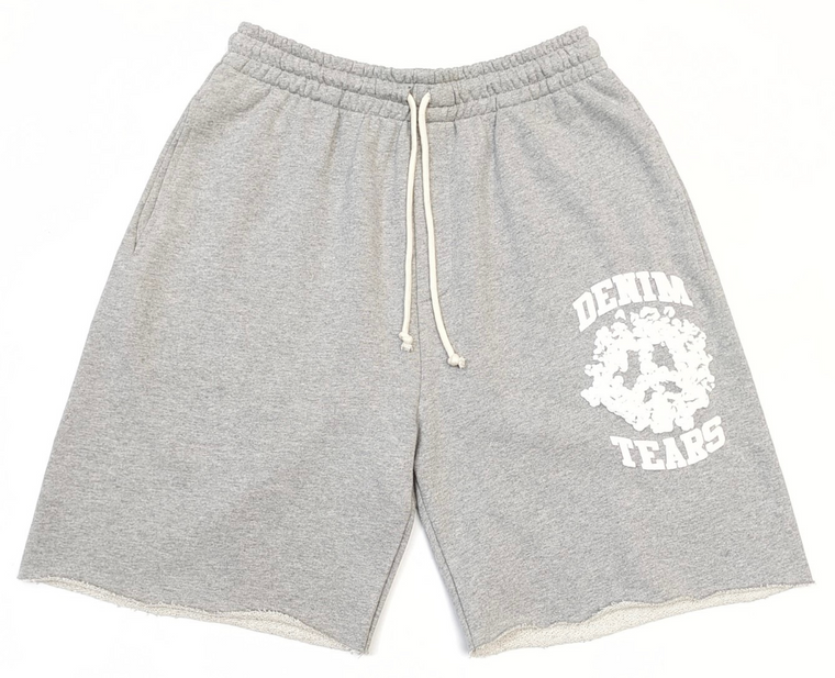 DENIM TEARS GREY UNIVERSITY SHORTS