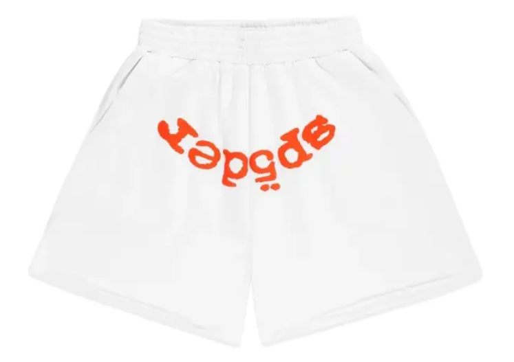 SP5DER WHITE/ORANGE OG WEB V2 SWEAT SHORTS