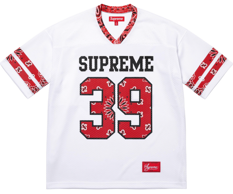 SUPREME WHITE/RED BANDANA FOOTBALL JERSEY
