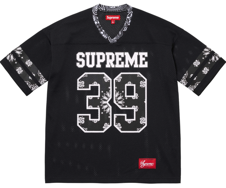 SUPREME BLACK/WHITE BANDANA FOOTBALL JERSEY