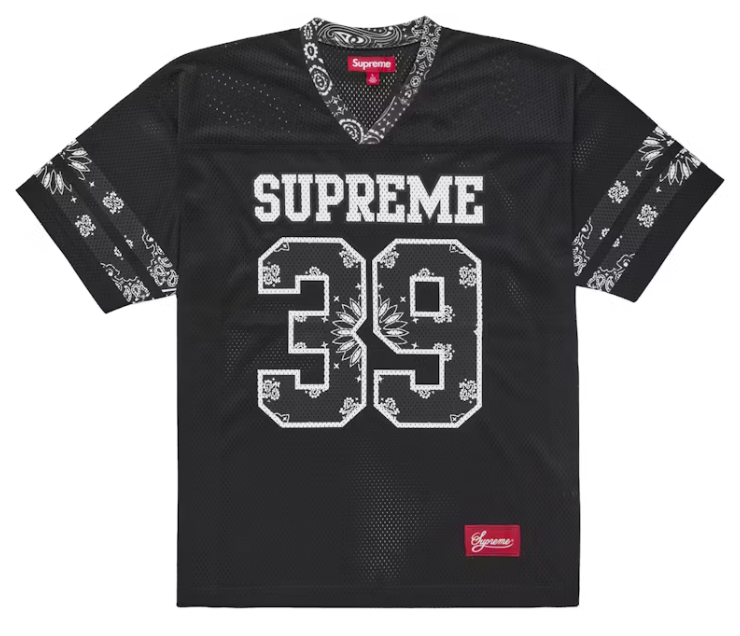 SUPREME BLACK/WHITE BANDANA FOOTBALL JERSEY
