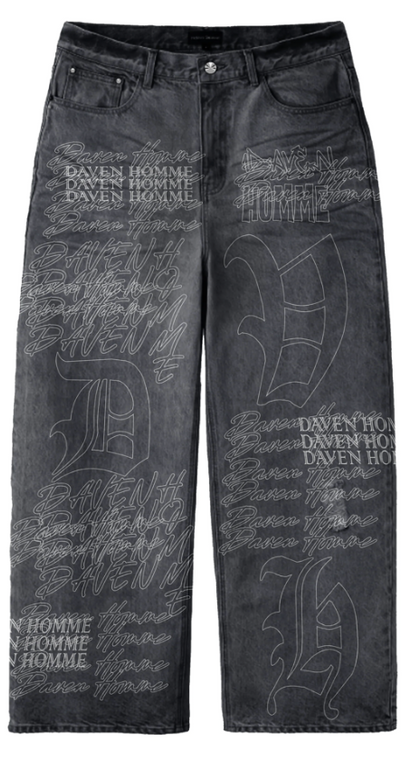 DAVEN HOMME GRAFFITI DENIM PANTS