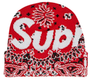 SUPREME RED BANDANA BIG LOGO BEANIE