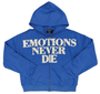 MIXED EMOTION BLUE 'END' RHINESTONE ZIP