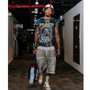 BOREDOM KILLS DENIM PRINT SWEAT SHORTS