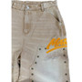 DAVEN HOMME KHAKI STUDDED CARPENTER DENIM PANTS