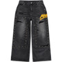 DAVEN HOMME BLACK STUDDED CARPENTER DENIM PANTS