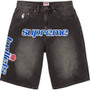 SUPREME X MITCHELL & NESS BULLETS DENIM SHORTS