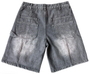 PRESTIGE BLACK EMBOSSED DENIM JORTS
