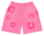 DENIM TEARS PINK MONO COTTON WREATH SWEAT SHORTS