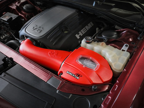 aFe Momentum GT Pro Dry S Stage-2 Intake System 11-15 Dodge Challenger / Charger R/T 5.7L HEMI - Red - 51-72202-R Photo - Mounted