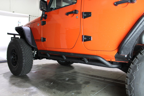 Fishbone Offroad 07-18 Jeep JK 4 Door Wrangler JK Steel Rock Sliders - Blk Textured Powdercoat - FB23009 Photo - lifestyle view