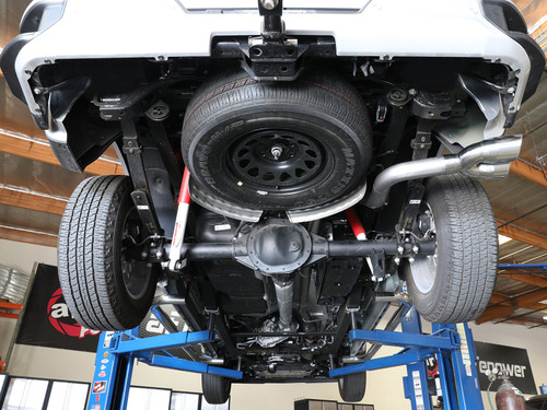 aFe Rebel XD Series 3 IN 304 Stainless Steel DPF-Back Exhaust w/Dual Polished Tips - 49-34145-P Photo - Mounted