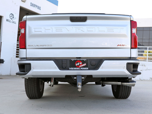 aFe Rebel XD Series 3 IN 304 Stainless Steel DPF-Back Exhaust w/Dual Polished Tips - 49-34145-P Photo - Mounted