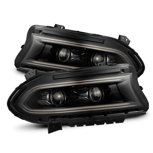 AlphaRex 15-23 Dodge Charger LUXX LED Proj Headlights Alpha-Black w/Actv Light & Seq.Sig / SB DRL - 880579 Photo - Primary