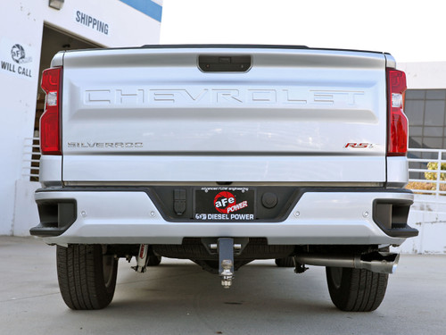 aFe 23-24 GM Trucks L6 Large Bore-HD 3 IN 409 Stainless Steel DPF-Back Exhaust System w/Polished Tip - 49-44144-P Photo - Mounted