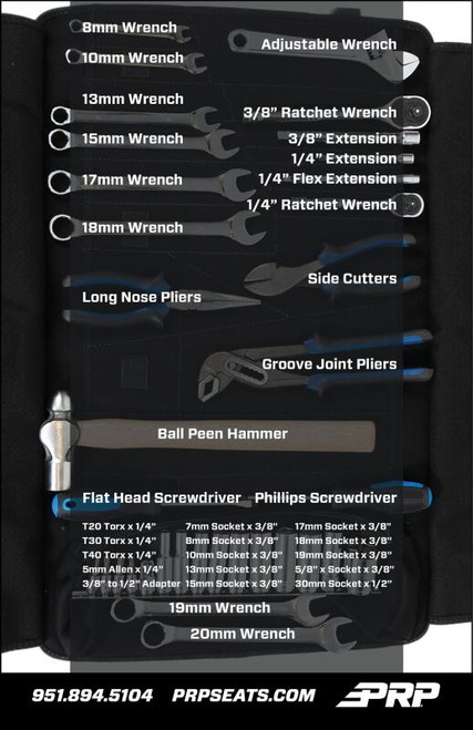 PRP 35pc Can-Am Roll Up Tool bag Tool kit - Black - E112 Photo - Close Up