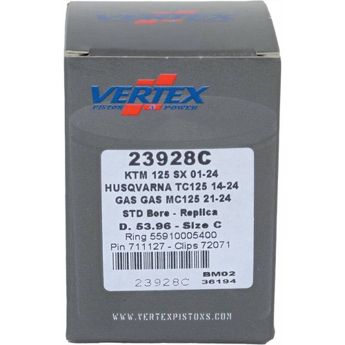 Vertex Piston 01-16 KTM 125 EXC 125cc Cast Replica Piston Kit - 23928C Photo - Primary