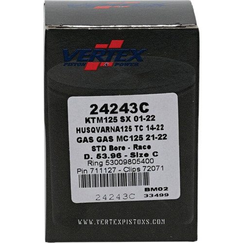 Vertex Piston 01-16 KTM 125 EXC 125cc Cast Race Piston Kit - 24243C Photo - Primary