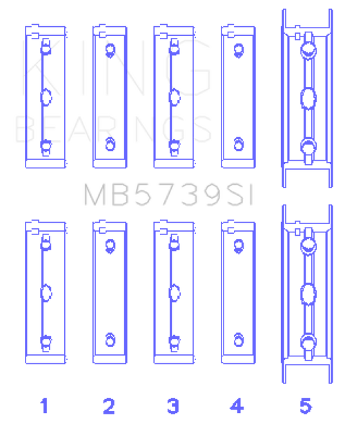 King Subaru EJ20/EJ22/EJ25 .002 Oversized Bi-Metal Silicon Aluminum Main Bearing Set - MB5739SI Photo - Primary