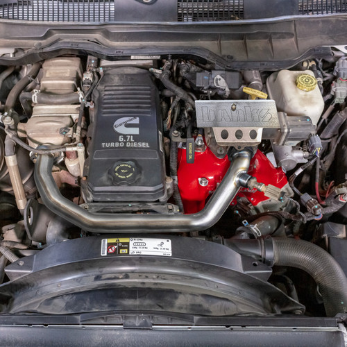 Banks Power 07.5-12 Ram Cab Chassis 6.7L Diesel Monster-Ram Intake System w/Fuel Line - Red - 42806-R Photo - Mounted