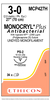 Ethicon MCP427H MONOCRYL® Plus Antibacterial (Poliglecaprone 25) Suture, Precision Point Reverse Cutting PS-2 19mm 3/8 Circle, Undyed Monofilament 18" (45cm), Size 3-0, Box of 36