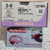 Ethicon J219H COATED VICRYL® (Polyglactin 910) Absorbable Surgical Suture, Taper Point SH-1 22mm ½ Circle, Undyed Braided 18" (45cm), Size 3-0, Box of 36