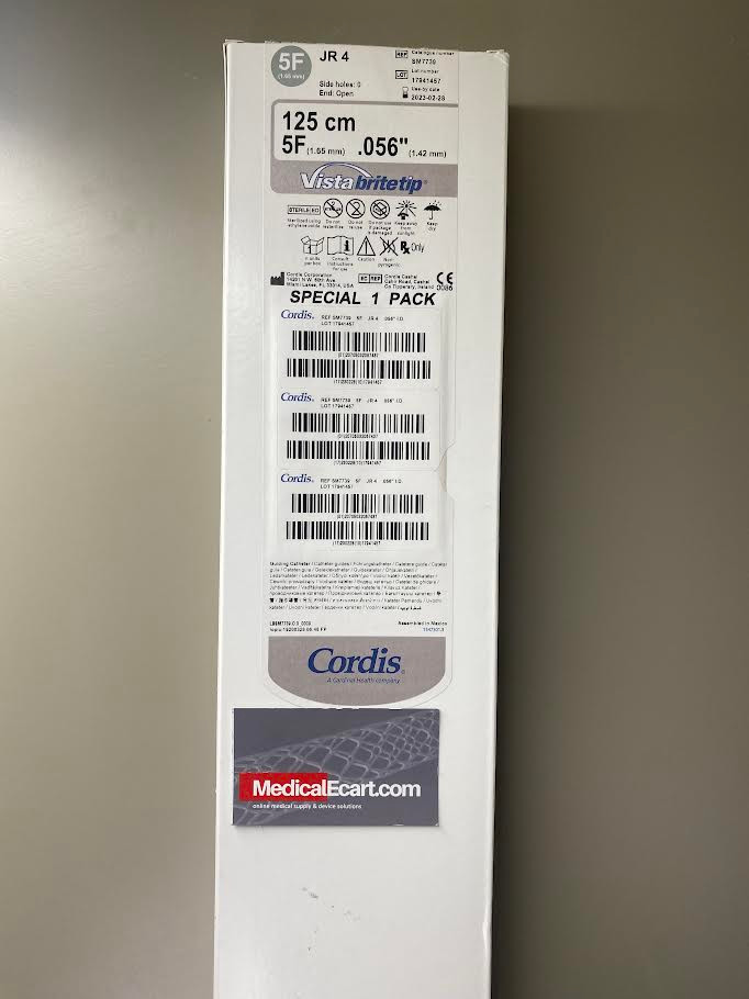Cordis ® VISTA BRITE TIP ® JR 4 PTFE Nylon Guiding Catheter, 125CM