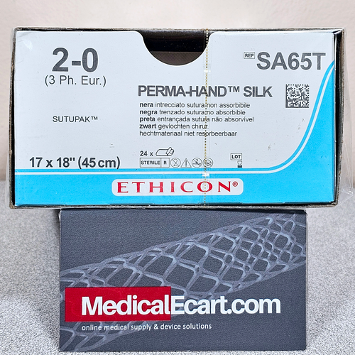 Ethicon SA65T PERMAHAND® Silk Suture, SUTUPAK Pre-Cut Sutures, Box of 24