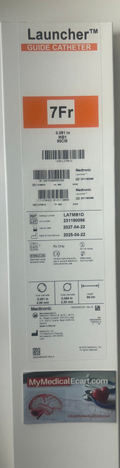 Medtronic LA7MB1D Launcher® Coronary Guide Catheter, 7F JR4.0, 90 cm – Box of 1