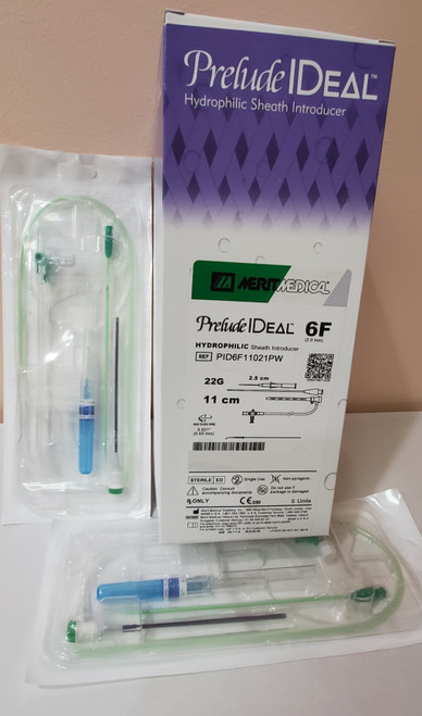 PID6F11021PW, Prelude IDeal™, Hydrophilic Sheath Introducer, 6Fr, Lenght 11cm, Needle 22G x 2.5cm IV catheter, Box of 5