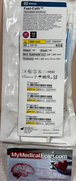 406136 14Fr x 12cm Fast Cath sheath introducer. HEMO SET 14F 12CM 038 GW