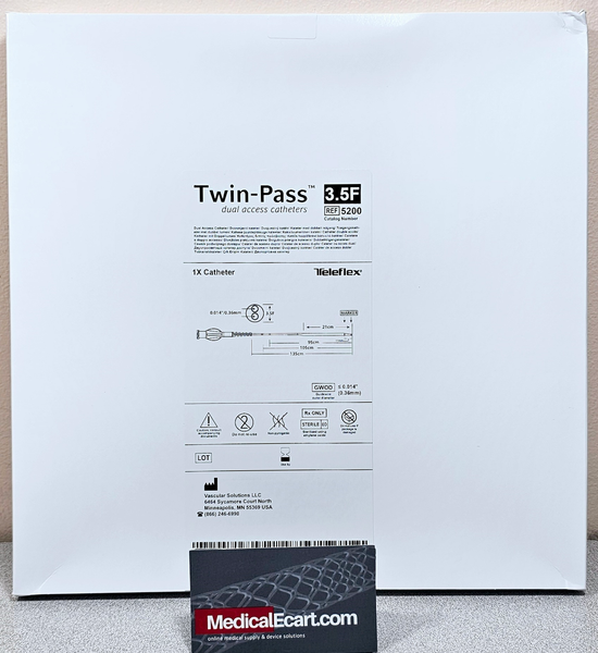 Teleflex 5200 Twin-Pass® Dual Access Catheter, 3.4 Fr. x 2.7 Fr, 135 cm. Box of 01 Teleflex 5200 Twin-Pass® Dual Access Catheter, 3.4 Fr. x 2.7 Fr, 135 cm. Box of 01