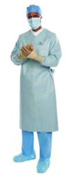 44662NS Aero Chrome AAMI Level 4 Non-Sterile Breathable Performance Surgical Gown with Raglan Sleeve, Blue, Large