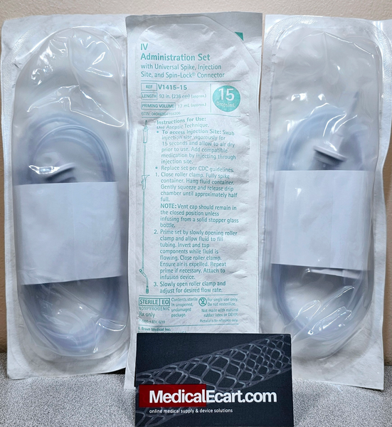 B. Braun V1415-15 Primary IV Administration Set, Gravity 1 Port 15 Drops / mL Drip Rate Without Filter 93 Inch Tubing Solution Without Flow Regulator, Box of 50
