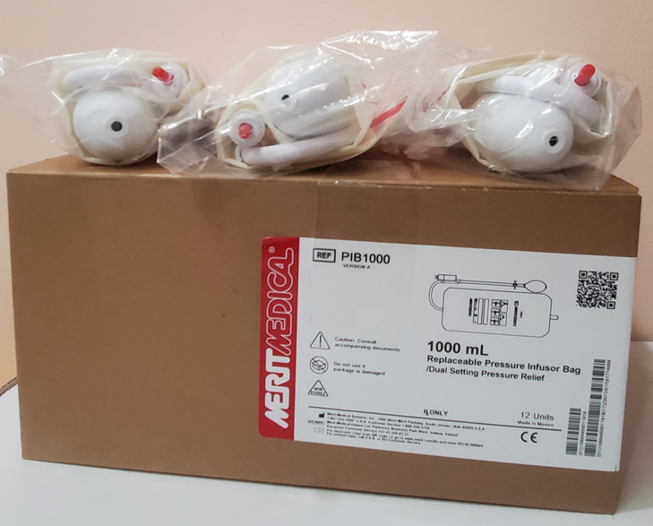 Medical PIB1000, Pressure Infusion Bag 1000ml with Dual Pressure Valve, Box of 12