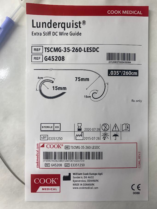 Lunderquist Extra Stiff DC Wire Guide G45208 TSCMG-35-260-LESDC