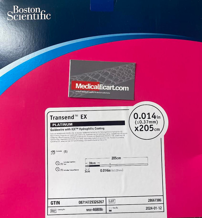 BOSTON SCIENTIFIC M001468080 TRANSEND EX, PLATIMUM, Guidewire with ICE Hydrophilic Coating, 0.014in x 205cm 46-808