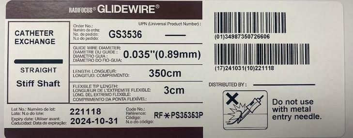 Terumo GS3536 GLIDEWIRE® Hydrophilic Coated Guidewire BOX OF 5