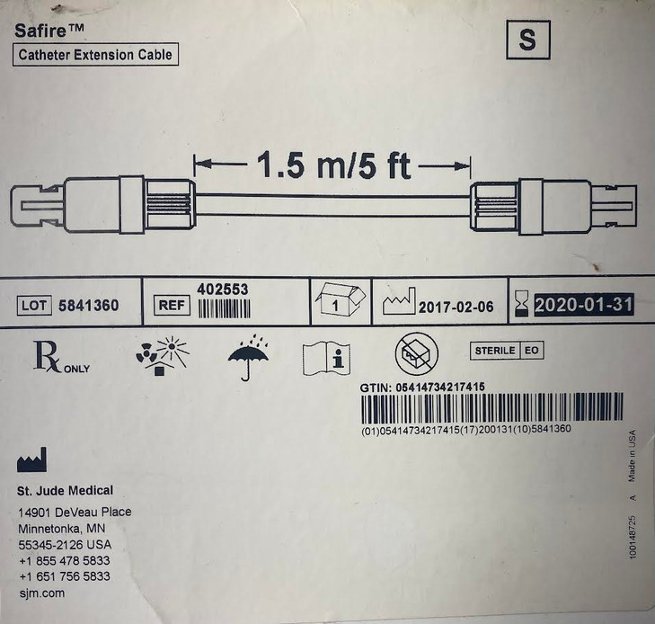 150cm Stockert 70 SAFIRE CBL STKRT70 150CM (US) Extension cable (1 unit per box) Safire™ to Stockert 70